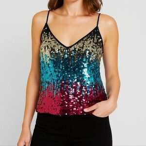 Allegra K Multicolor Sequin Camisole Size Medium